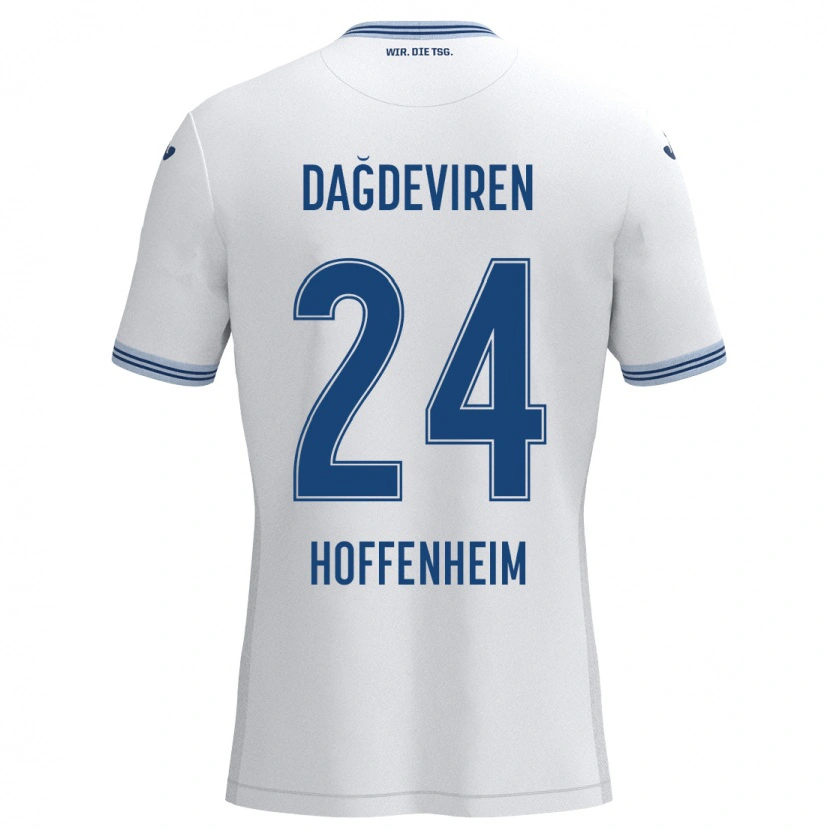 Danxen Kvinnor Diren Dağdeviren #24 Vit Blå Bortatröja Matchtröjor 2024/25 Tröjor T-Tröja