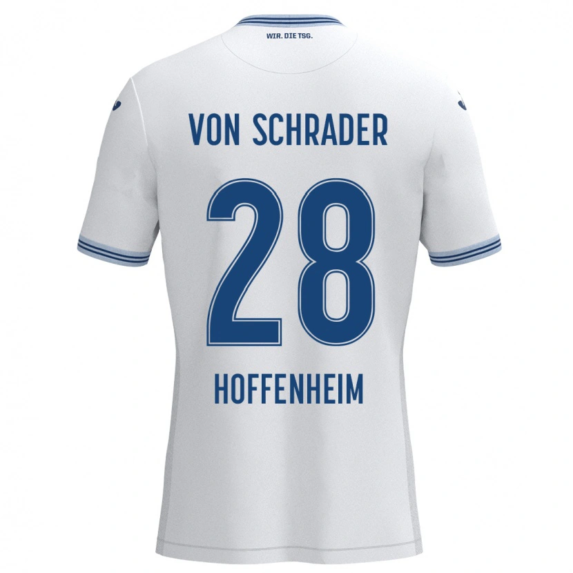 Danxen Kvinnor Lina Von Schrader #28 Vit Blå Bortatröja Matchtröjor 2024/25 Tröjor T-Tröja
