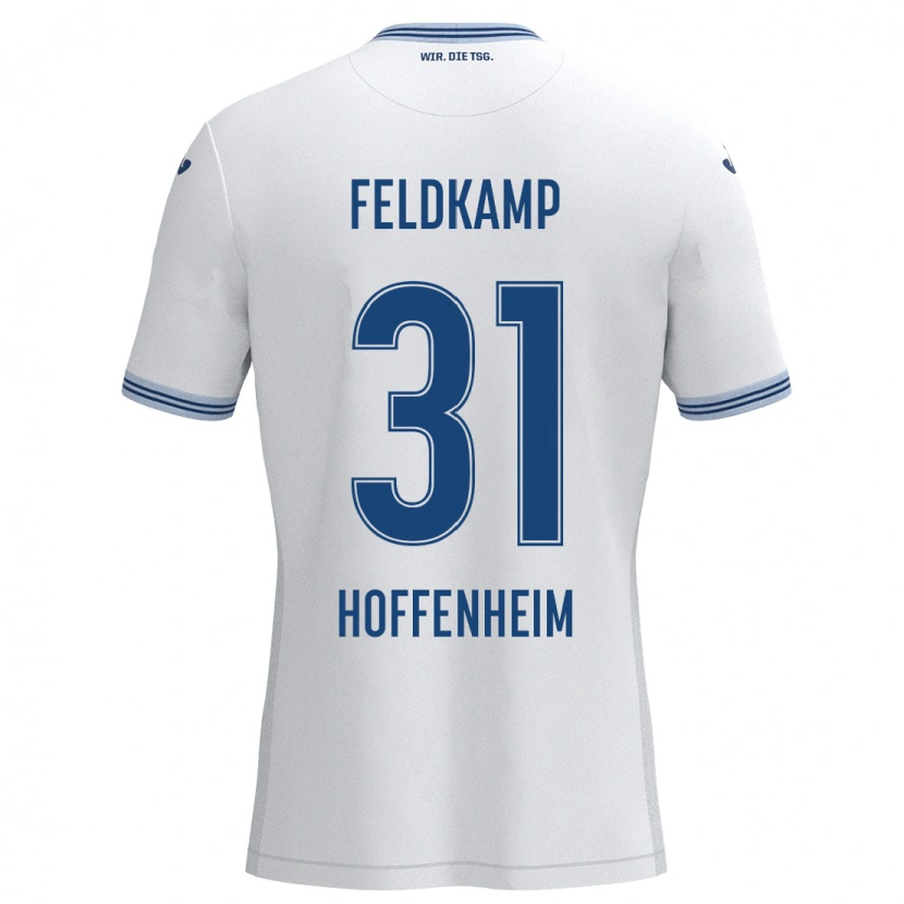 Danxen Kvinnor Jana Feldkamp #31 Vit Blå Bortatröja Matchtröjor 2024/25 Tröjor T-Tröja