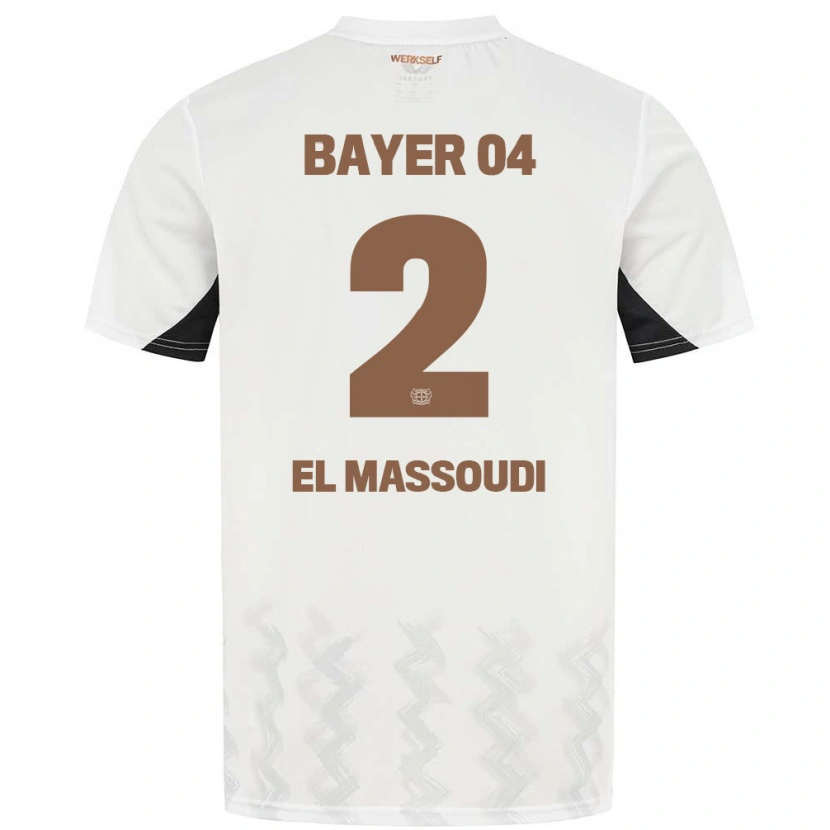 Danxen Kvinnor Nassim El Massoudi #2 Vit Svart Bortatröja Matchtröjor 2024/25 Tröjor T-Tröja