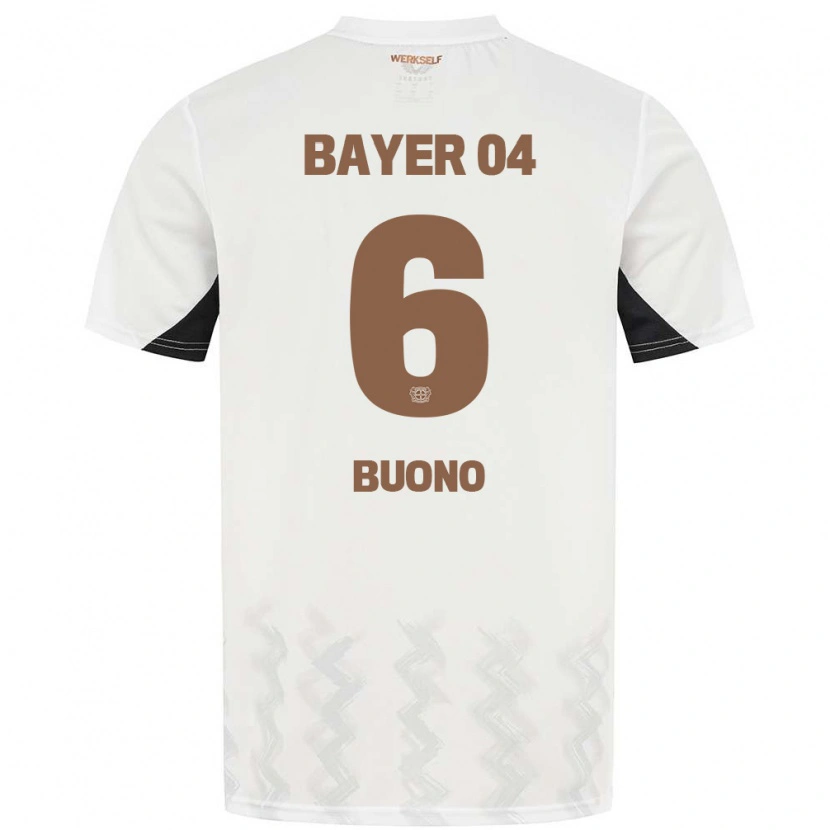 Danxen Kvinnor Francesco Buono #6 Vit Svart Bortatröja Matchtröjor 2024/25 Tröjor T-Tröja