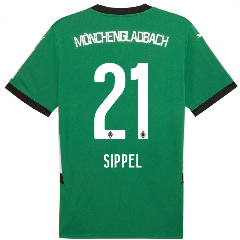 Danxen Kvinnor Tobias Sippel #21 Grön Vit Bortatröja Matchtröjor 2024/25 Tröjor T-Tröja