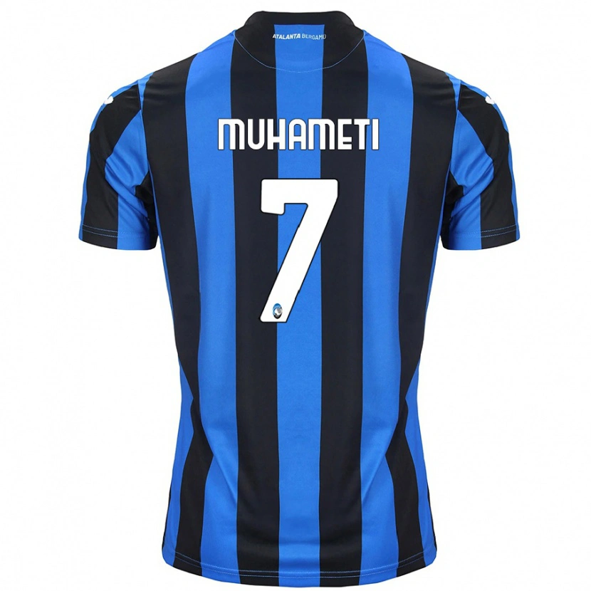 Danxen Barn Endri Muhameti #7 Blå Svart Hemmatröja Matchtröjor 2024/25 Tröjor T-Tröja