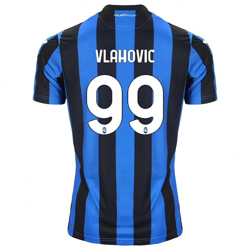 Danxen Barn Vanja Vlahovic #99 Blå Svart Hemmatröja Matchtröjor 2024/25 Tröjor T-Tröja