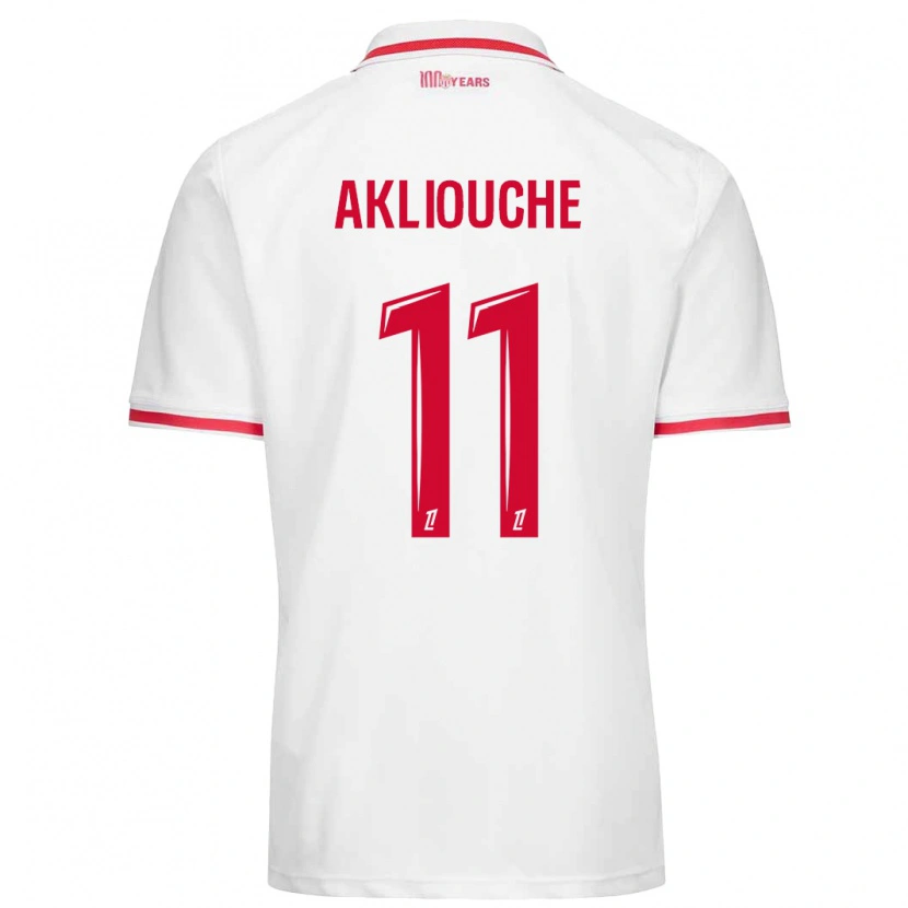 Danxen Barn Maghnes Akliouche #11 Vit Röd Hemmatröja Matchtröjor 2024/25 Tröjor T-Tröja