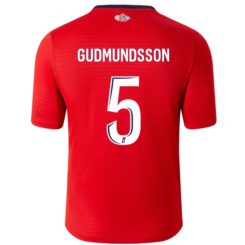 Danxen Barn Gabriel Gudmundsson #5 Röd Vit Hemmatröja Matchtröjor 2024/25 Tröjor T-Tröja