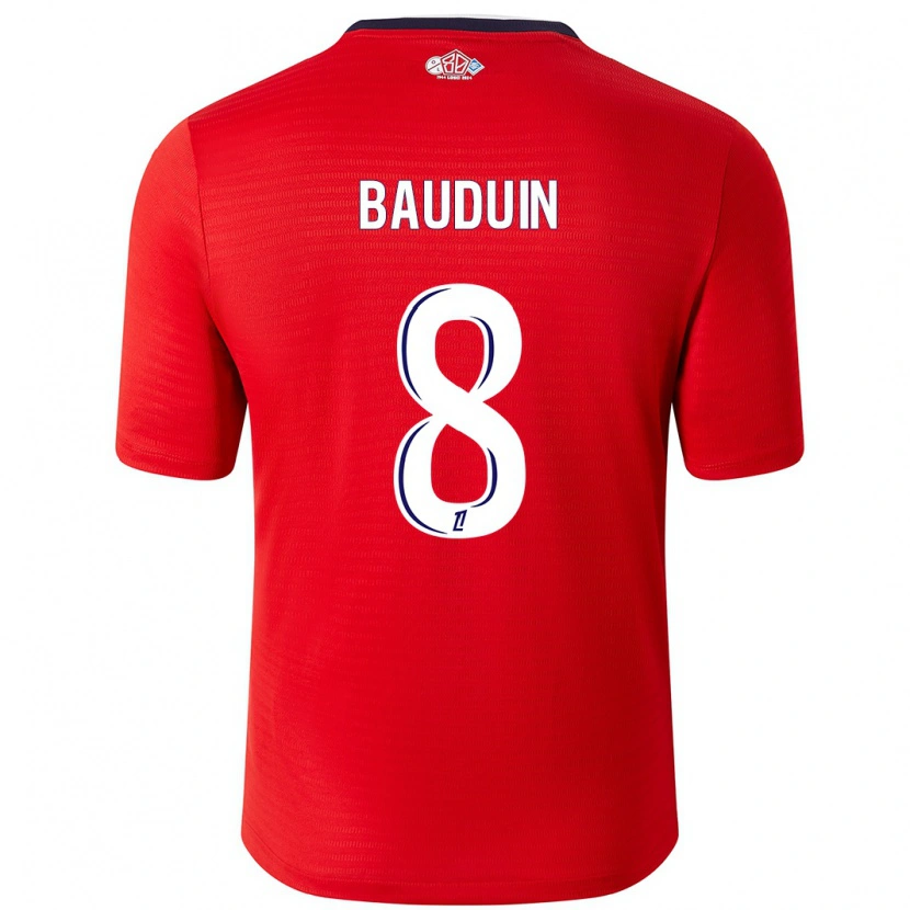 Danxen Barn Justine Bauduin #8 Röd Vit Hemmatröja Matchtröjor 2024/25 Tröjor T-Tröja