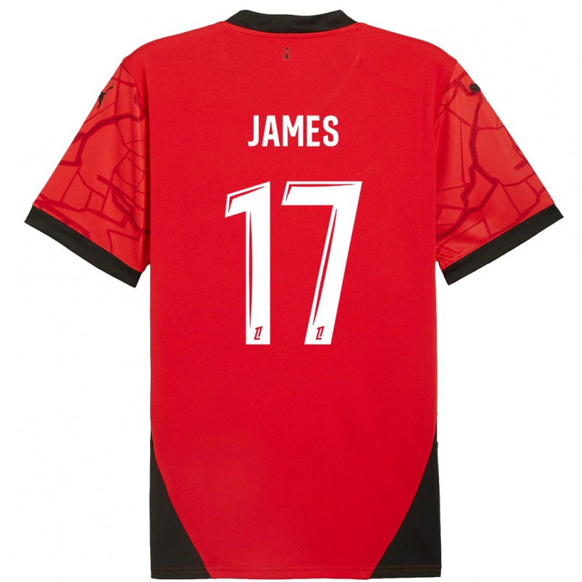 Danxen Barn Jordan James #17 Röd Svart Hemmatröja Matchtröjor 2024/25 Tröjor T-Tröja