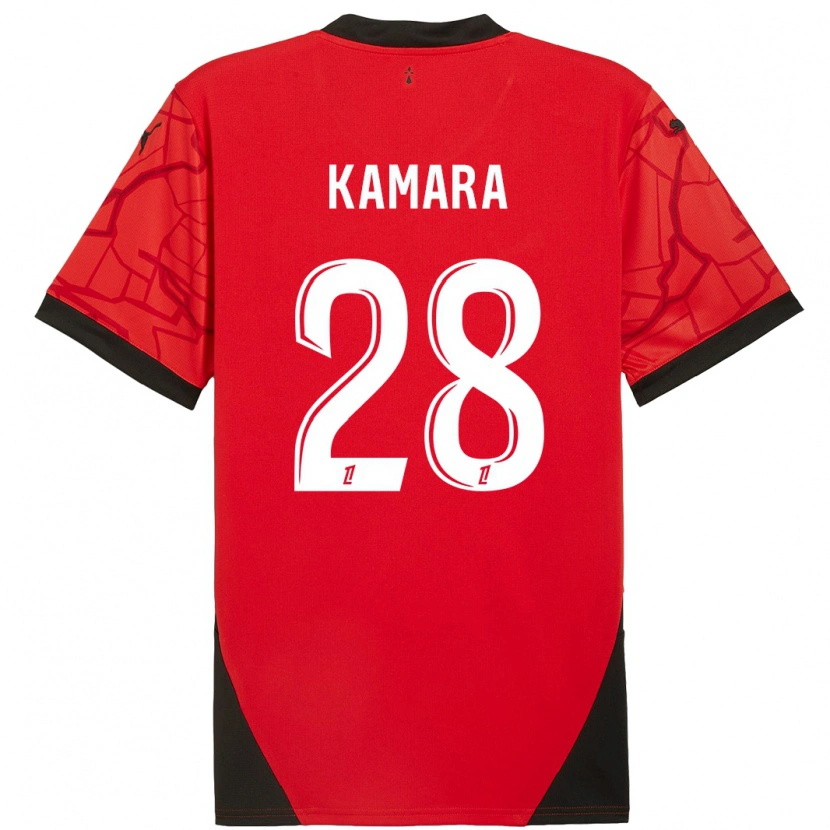 Danxen Barn Glen Kamara #28 Röd Svart Hemmatröja Matchtröjor 2024/25 Tröjor T-Tröja