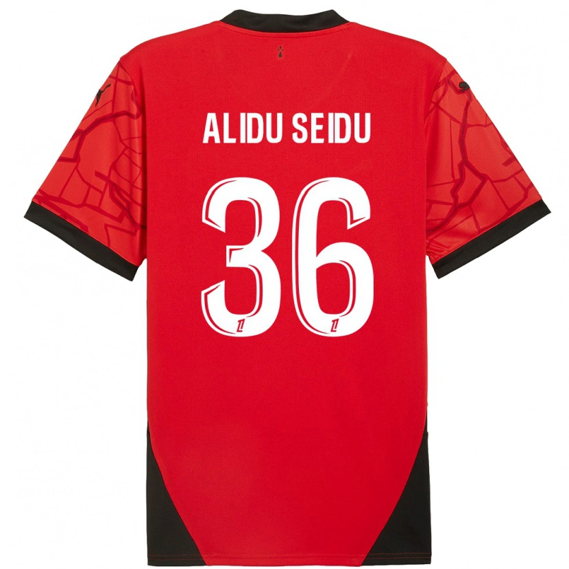 Danxen Barn Alidu Seidu #36 Röd Svart Hemmatröja Matchtröjor 2024/25 Tröjor T-Tröja