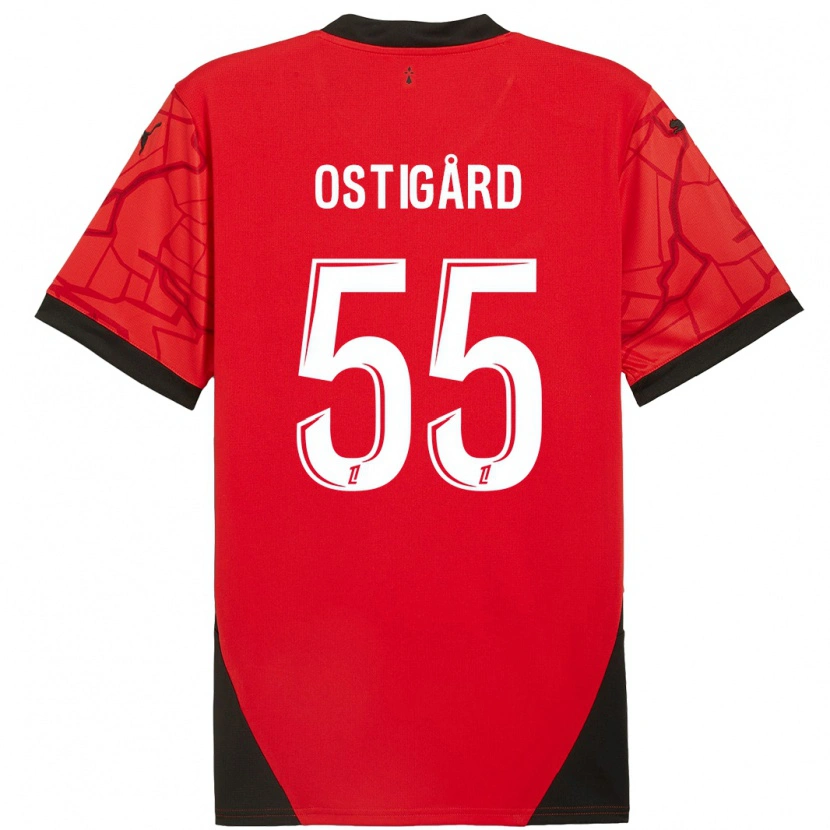 Danxen Barn Leo Østigård #55 Röd Svart Hemmatröja Matchtröjor 2024/25 Tröjor T-Tröja