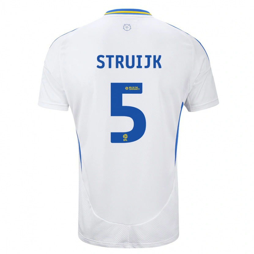 Danxen Barn Pascal Struijk #5 Vit Blå Hemmatröja Matchtröjor 2024/25 Tröjor T-Tröja