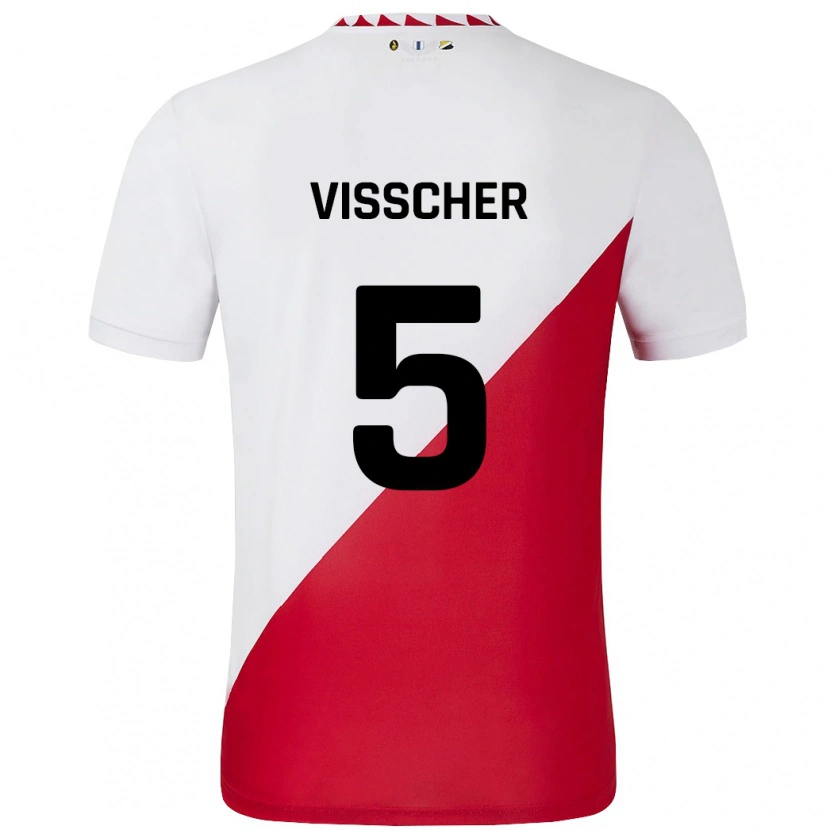 Danxen Barn Amber Visscher #5 Vit Röd Hemmatröja Matchtröjor 2024/25 Tröjor T-Tröja