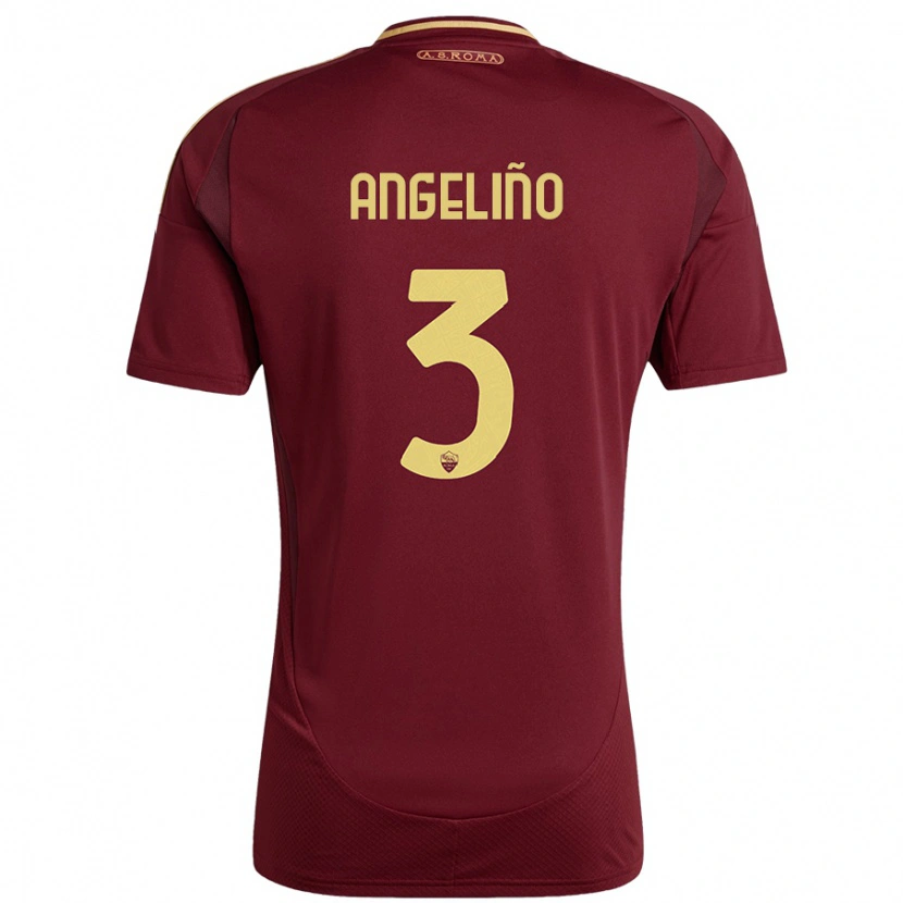 Danxen Barn Angeliño #3 Rött Brunt Guld Hemmatröja Matchtröjor 2024/25 Tröjor T-Tröja