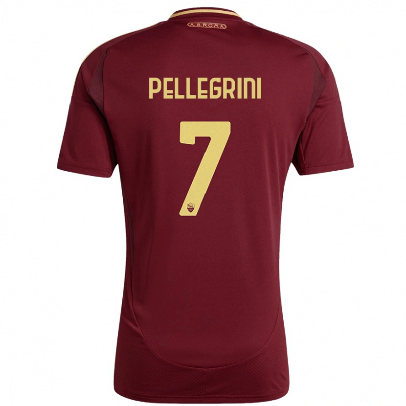 Danxen Barn Lorenzo Pellegrini #7 Rött Brunt Guld Hemmatröja Matchtröjor 2024/25 Tröjor T-Tröja