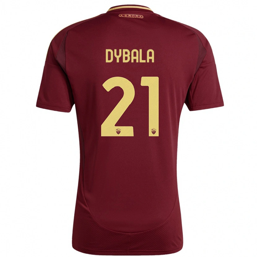 Danxen Barn Paulo Dybala #21 Rött Brunt Guld Hemmatröja Matchtröjor 2024/25 Tröjor T-Tröja