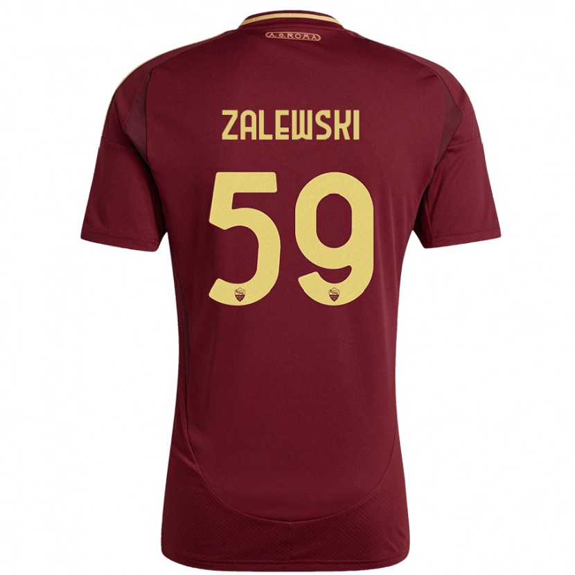 Danxen Barn Nicola Zalewski #59 Rött Brunt Guld Hemmatröja Matchtröjor 2024/25 Tröjor T-Tröja