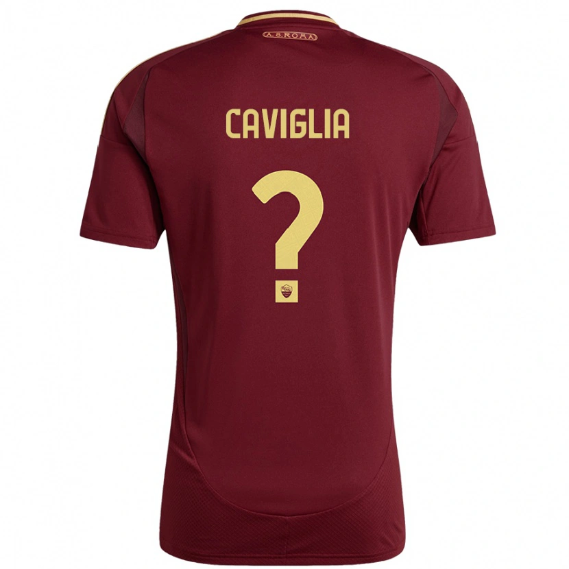 Danxen Barn Manuel Caviglia #0 Rött Brunt Guld Hemmatröja Matchtröjor 2024/25 Tröjor T-Tröja