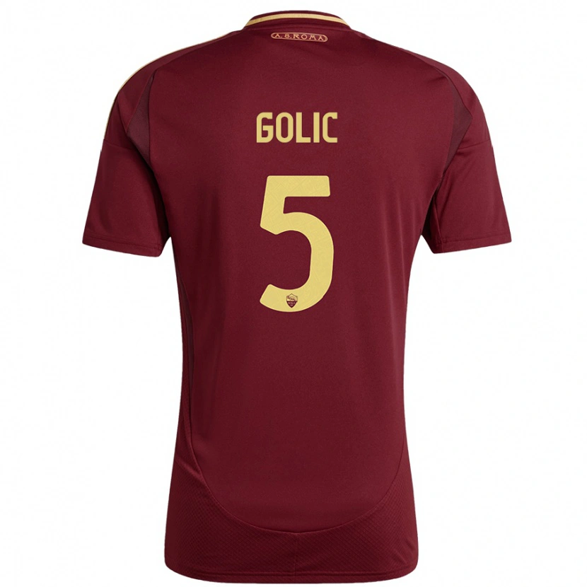 Danxen Barn Lovro Golic #5 Rött Brunt Guld Hemmatröja Matchtröjor 2024/25 Tröjor T-Tröja