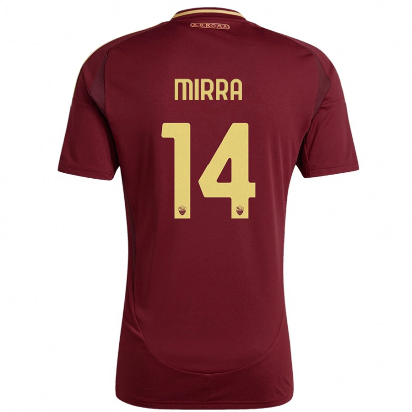 Danxen Barn Jacopo Mirra #14 Rött Brunt Guld Hemmatröja Matchtröjor 2024/25 Tröjor T-Tröja