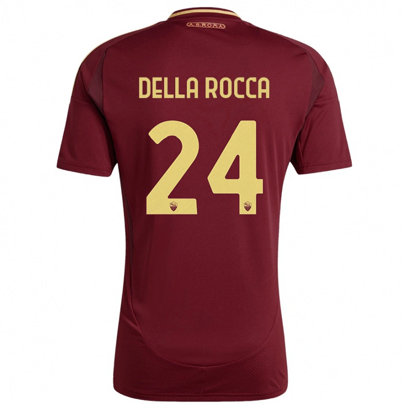 Danxen Barn Mattia Della Rocca #24 Rött Brunt Guld Hemmatröja Matchtröjor 2024/25 Tröjor T-Tröja