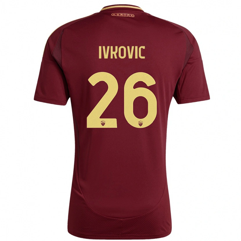 Danxen Barn Mate Ivkovic #26 Rött Brunt Guld Hemmatröja Matchtröjor 2024/25 Tröjor T-Tröja