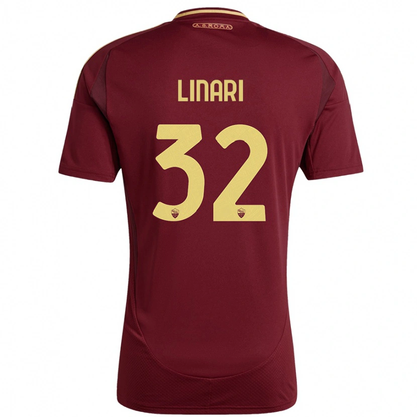 Danxen Barn Elena Linari #32 Rött Brunt Guld Hemmatröja Matchtröjor 2024/25 Tröjor T-Tröja