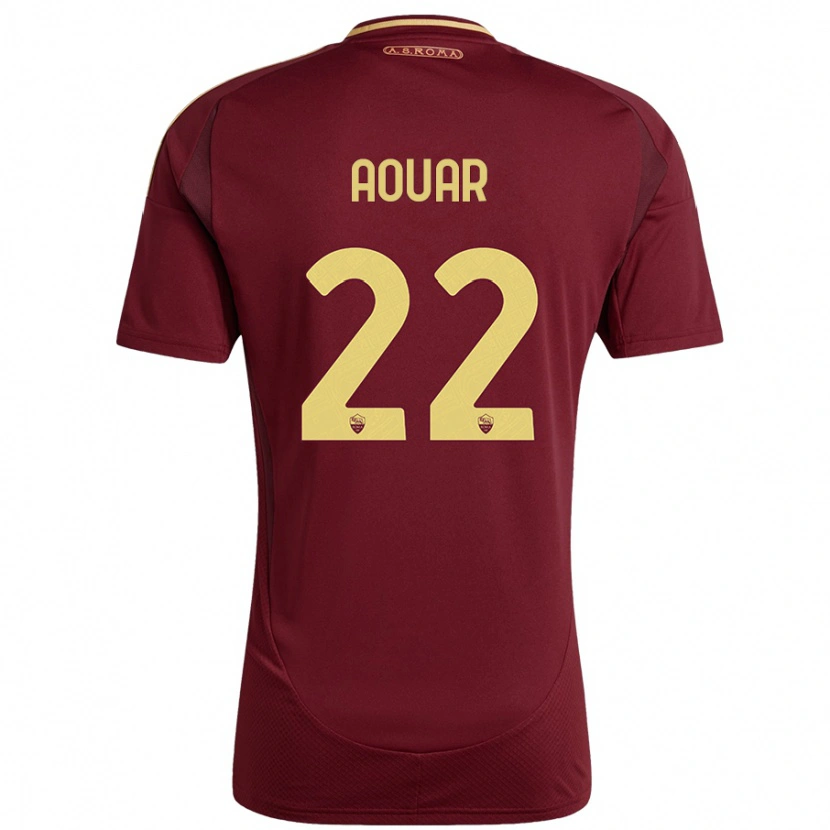 Danxen Barn Houssem Aouar #22 Rött Brunt Guld Hemmatröja Matchtröjor 2024/25 Tröjor T-Tröja