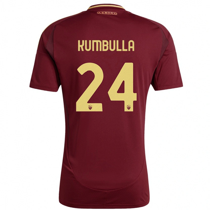Danxen Barn Marash Kumbulla #24 Rött Brunt Guld Hemmatröja Matchtröjor 2024/25 Tröjor T-Tröja