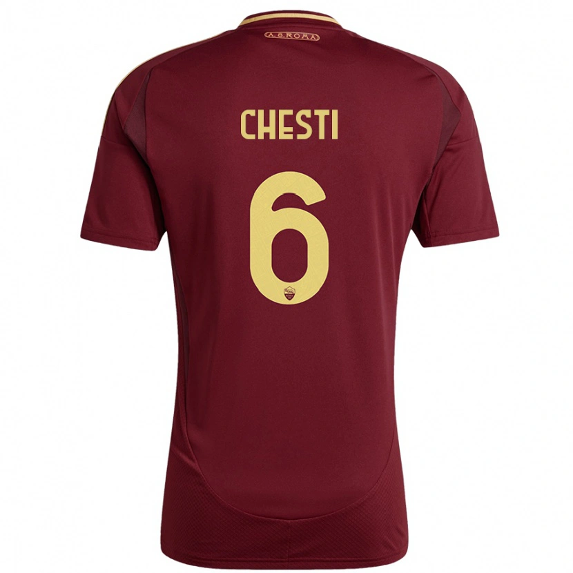 Danxen Barn Francesco Chesti #6 Rött Brunt Guld Hemmatröja Matchtröjor 2024/25 Tröjor T-Tröja
