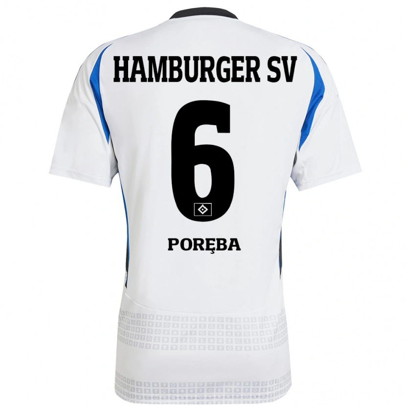 Danxen Barn Lukasz Poreba #6 Vit Blå Hemmatröja Matchtröjor 2024/25 Tröjor T-Tröja