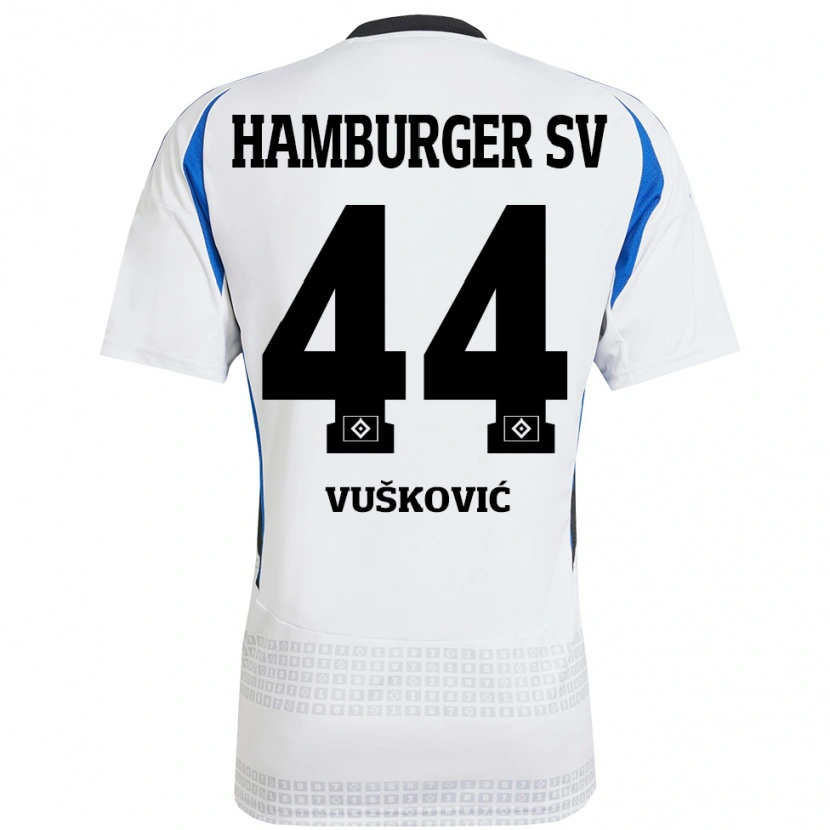 Danxen Barn Mario Vuskovic #44 Vit Blå Hemmatröja Matchtröjor 2024/25 Tröjor T-Tröja
