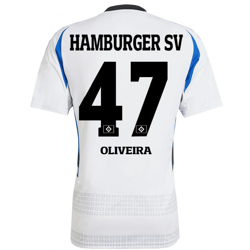 Danxen Barn Nicolas Oliveira #47 Vit Blå Hemmatröja Matchtröjor 2024/25 Tröjor T-Tröja