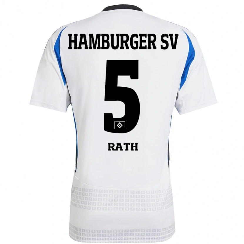 Danxen Barn Davis Rath #5 Vit Blå Hemmatröja Matchtröjor 2024/25 Tröjor T-Tröja