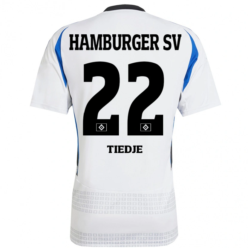 Danxen Barn Patrick Tiedje #22 Vit Blå Hemmatröja Matchtröjor 2024/25 Tröjor T-Tröja