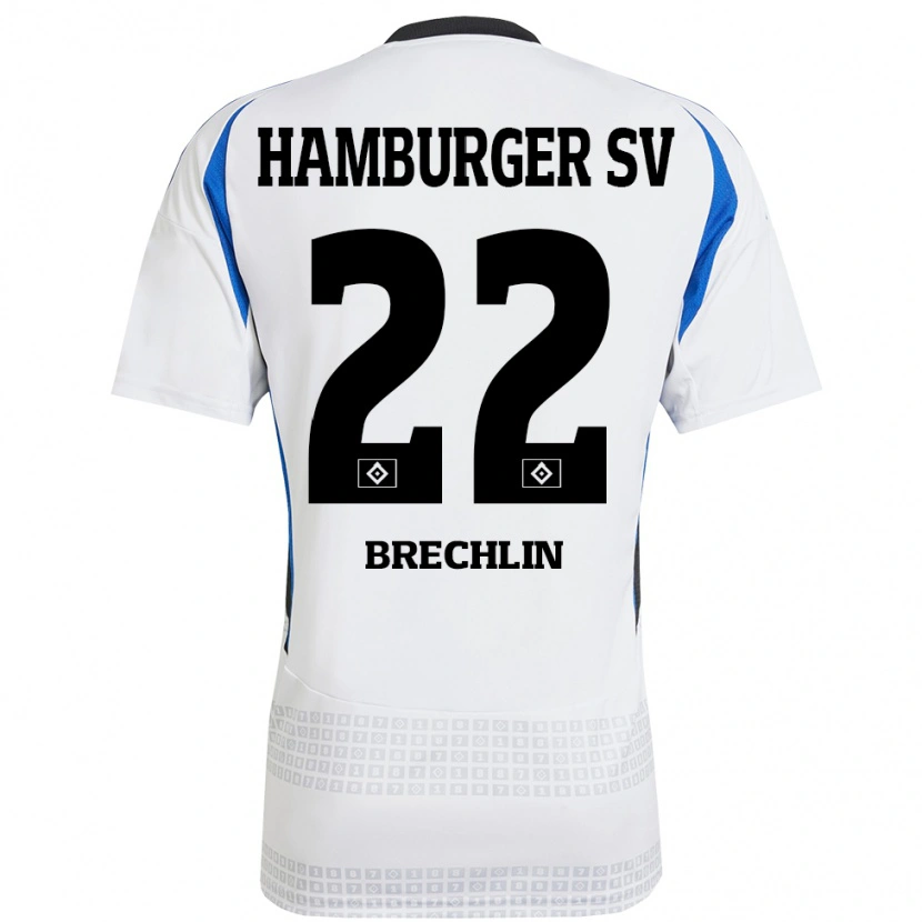Danxen Barn Bjarne Brechlin #22 Vit Blå Hemmatröja Matchtröjor 2024/25 Tröjor T-Tröja