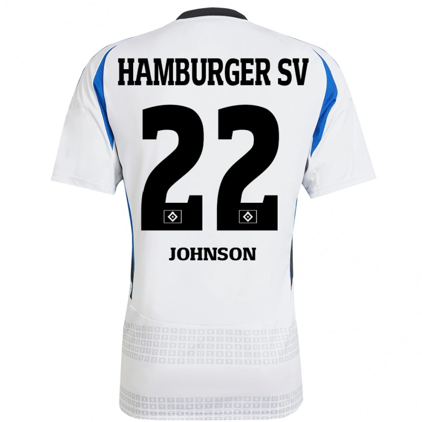 Danxen Barn Emmanuel Johnson #22 Vit Blå Hemmatröja Matchtröjor 2024/25 Tröjor T-Tröja