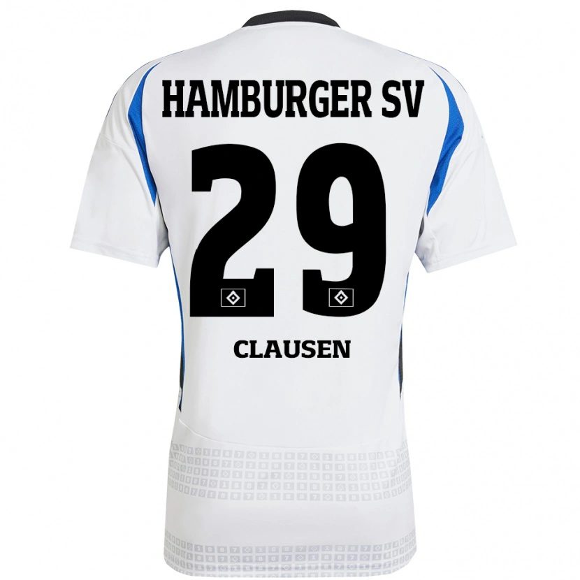 Danxen Barn Lina Clausen #29 Vit Blå Hemmatröja Matchtröjor 2024/25 Tröjor T-Tröja