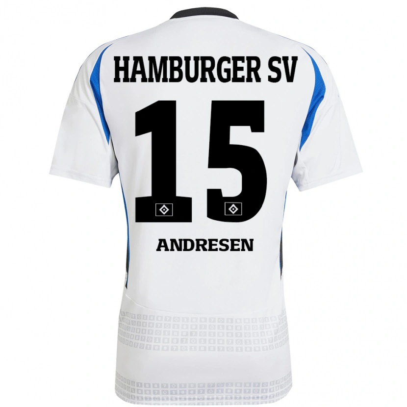 Danxen Barn Bent Andresen #15 Vit Blå Hemmatröja Matchtröjor 2024/25 Tröjor T-Tröja