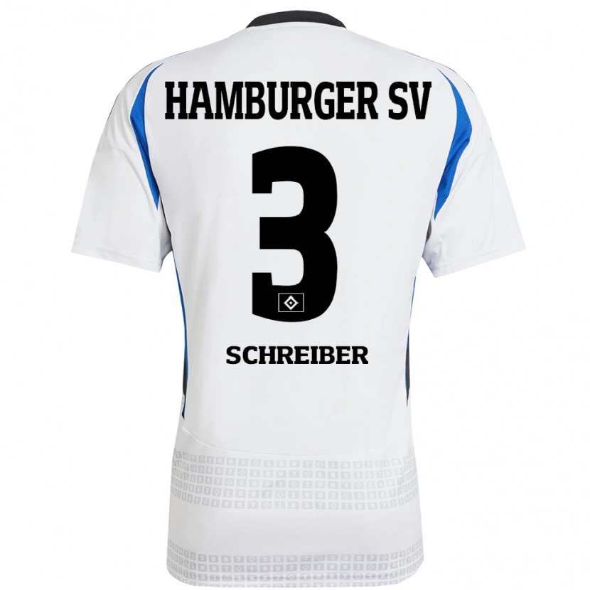 Danxen Barn David Schreiber #3 Vit Blå Hemmatröja Matchtröjor 2024/25 Tröjor T-Tröja