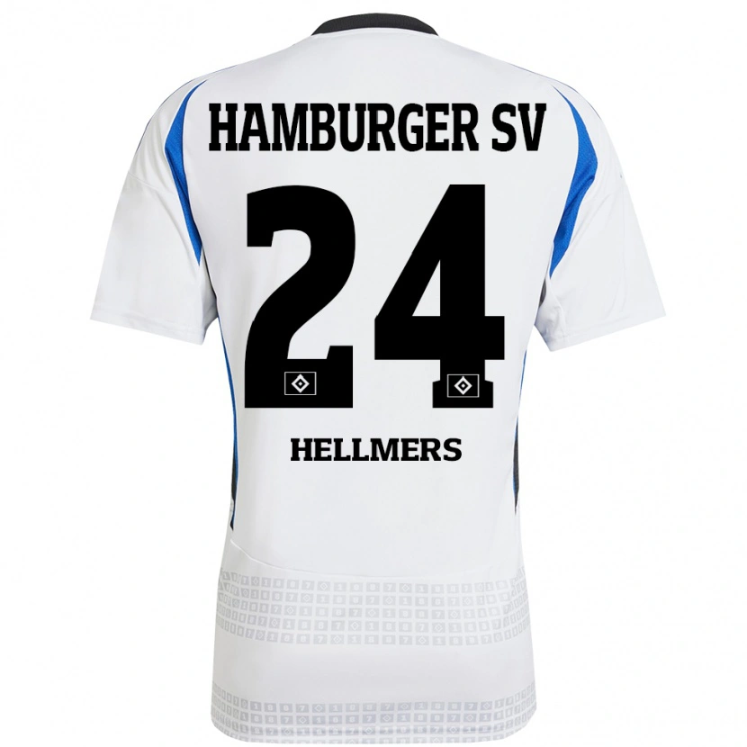 Danxen Barn Maximilian Hellmers #24 Vit Blå Hemmatröja Matchtröjor 2024/25 Tröjor T-Tröja
