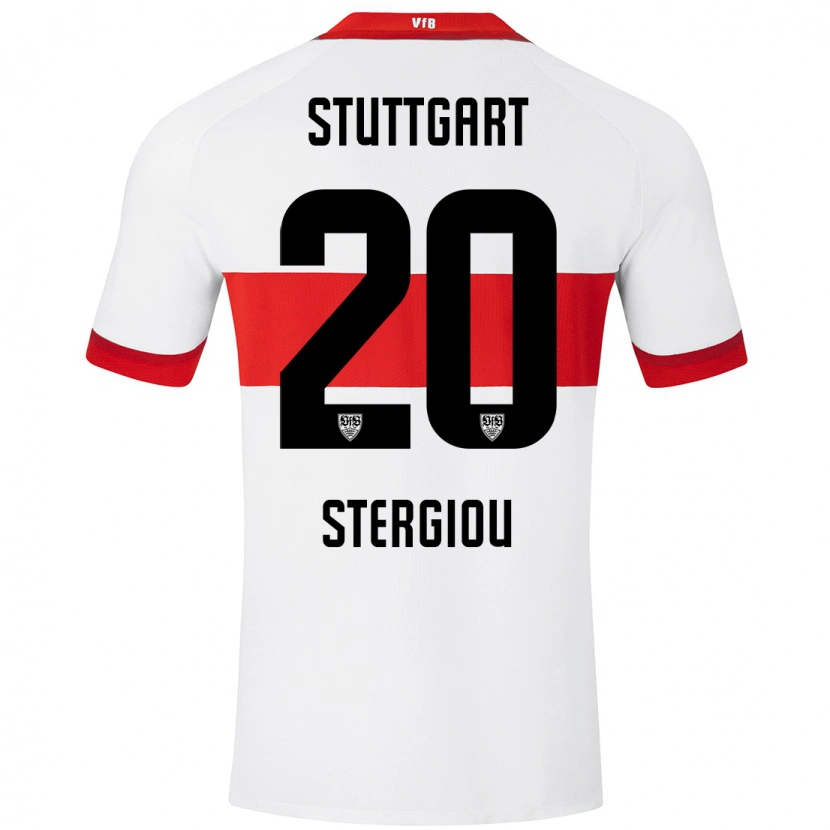 Danxen Barn Leonidas Stergiou #20 Vit Röd Hemmatröja Matchtröjor 2024/25 Tröjor T-Tröja
