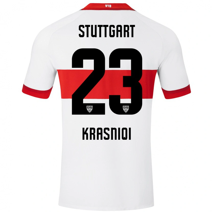 Danxen Barn Elton Krasniqi #23 Vit Röd Hemmatröja Matchtröjor 2024/25 Tröjor T-Tröja