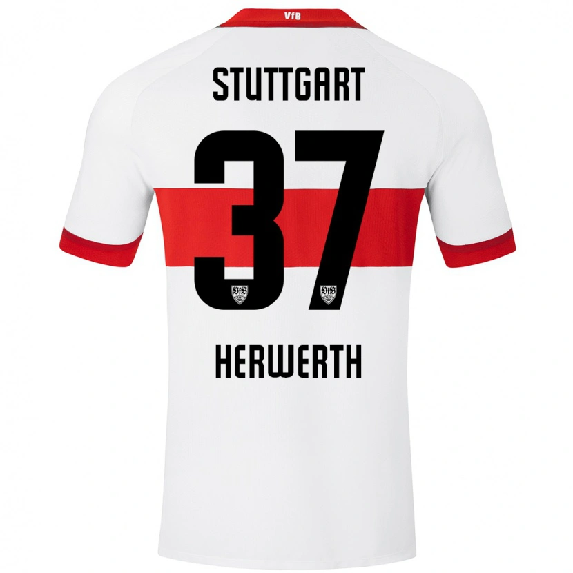 Danxen Barn Maximilian Herwerth #37 Vit Röd Hemmatröja Matchtröjor 2024/25 Tröjor T-Tröja
