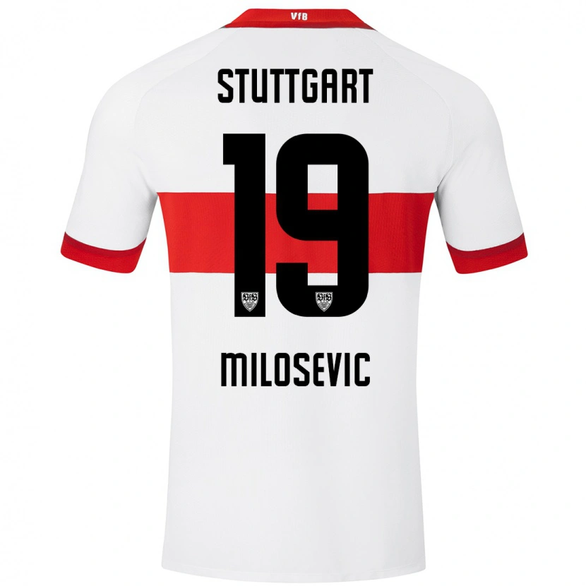Danxen Barn Jovan Milosevic #19 Vit Röd Hemmatröja Matchtröjor 2024/25 Tröjor T-Tröja