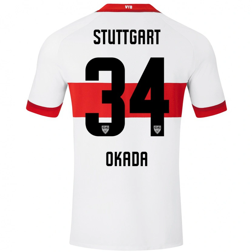 Danxen Barn Rei Okada #34 Vit Röd Hemmatröja Matchtröjor 2024/25 Tröjor T-Tröja