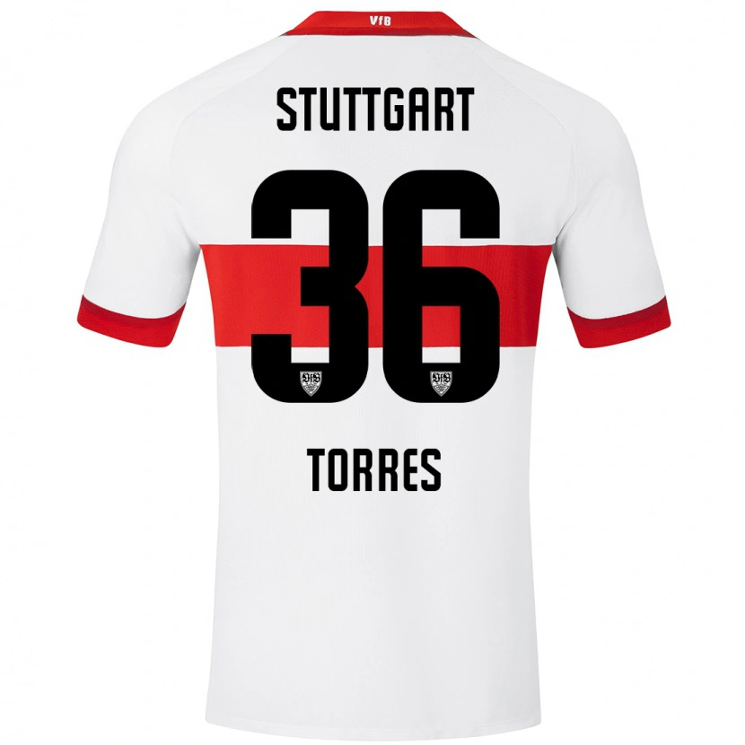 Danxen Barn Yohann Torres #36 Vit Röd Hemmatröja Matchtröjor 2024/25 Tröjor T-Tröja