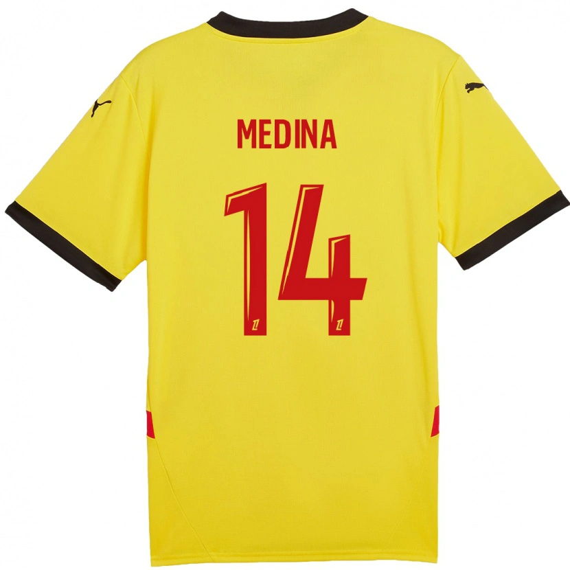 Danxen Barn Facundo Medina #14 Gul Röd Hemmatröja Matchtröjor 2024/25 Tröjor T-Tröja