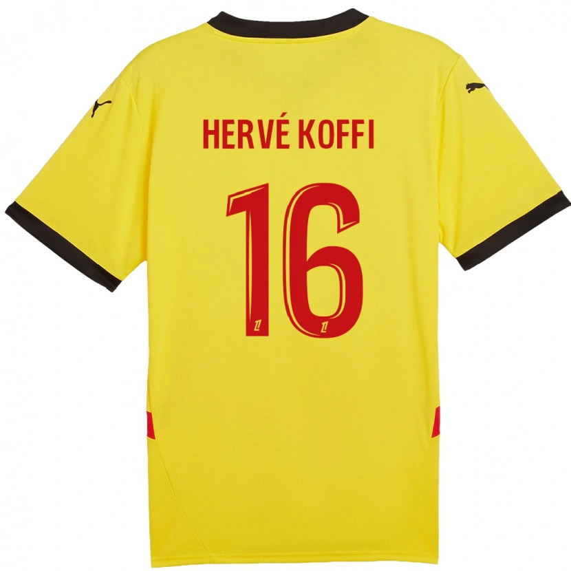 Danxen Barn Hervé Koffi #16 Gul Röd Hemmatröja Matchtröjor 2024/25 Tröjor T-Tröja