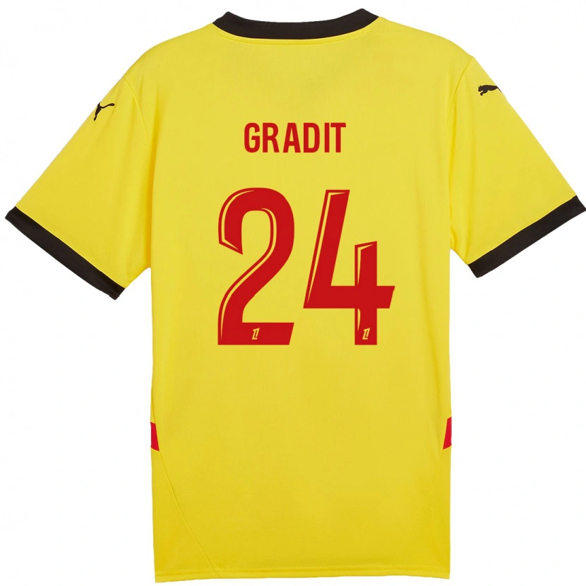 Danxen Barn Jonathan Gradit #24 Gul Röd Hemmatröja Matchtröjor 2024/25 Tröjor T-Tröja